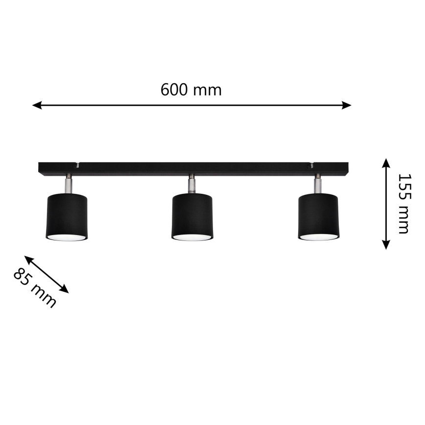 Spotlight PUNTA 3xGX53/10W/230V black