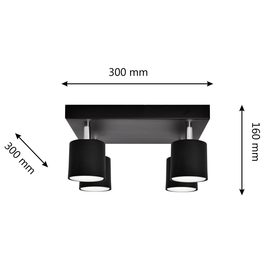 Spotlight PUNTA 4xGX53/10W/230V black