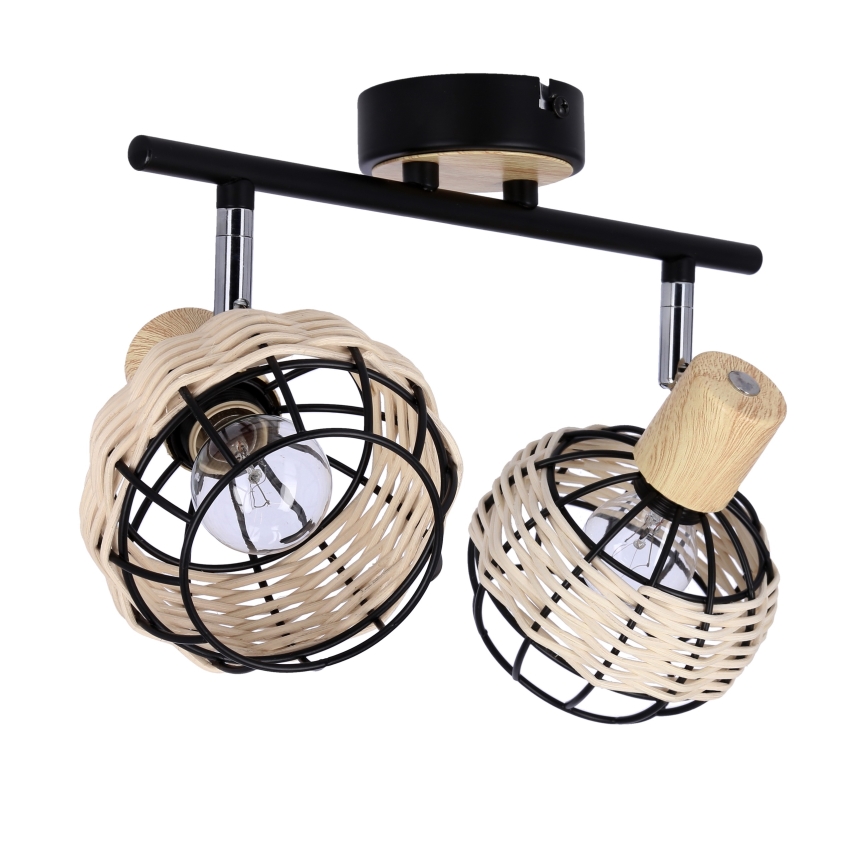Spotlight TAJGA 2xE14/40W/230V rattan/black