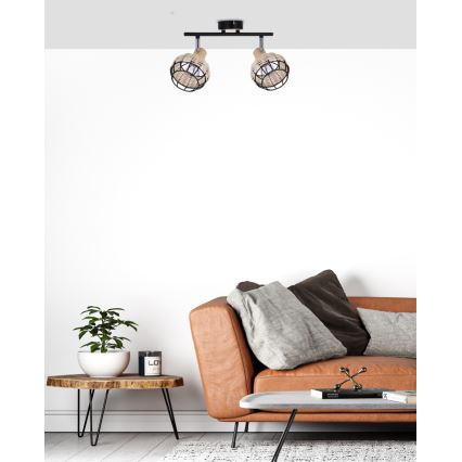 Spotlight TAJGA 2xE14/40W/230V rattan/black