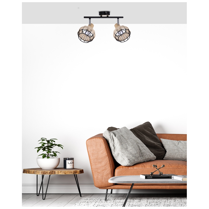 Spotlight TAJGA 2xE14/40W/230V rattan/black