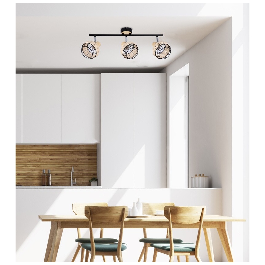 Spotlight TAJGA 3xE14/40W/230V rattan/black