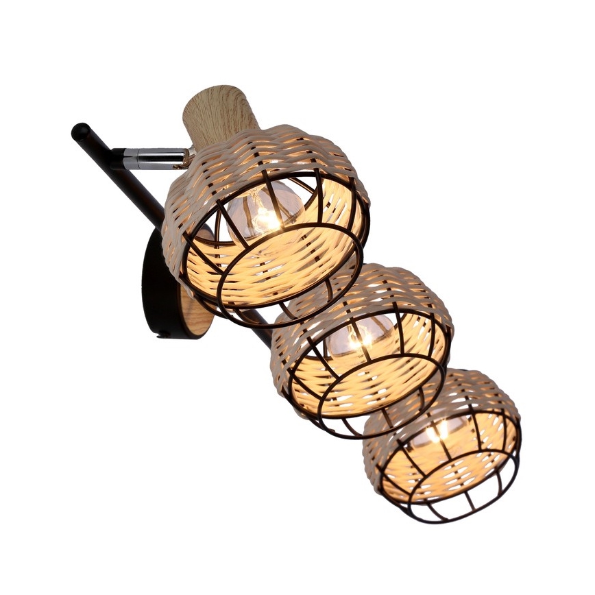 Spotlight TAJGA 3xE14/40W/230V rattan/black