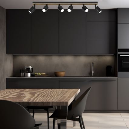 Spotlight TERRA 6xGU10/8W/230V black/oak