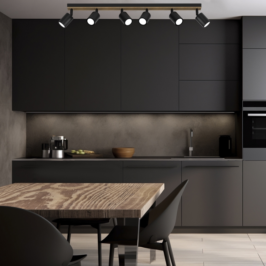 Spotlight TERRA 6xGU10/8W/230V black/oak