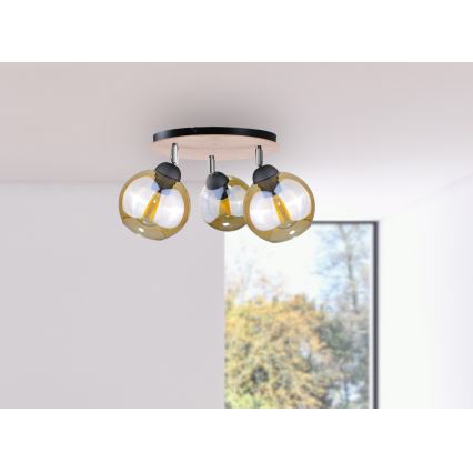 Spotlight THEA WOOD 3xE27/60W/230V d. 30 cm