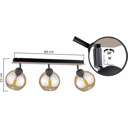 Spotlight THEA WOOD 3xE27/60W/230V