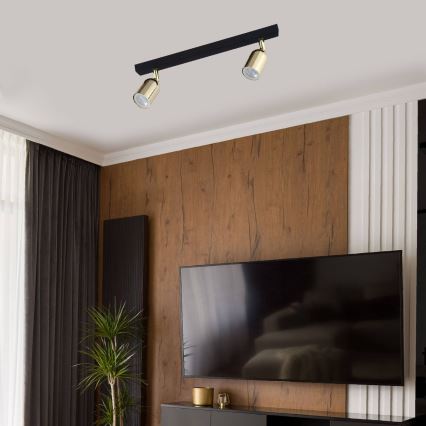 Spotlight TOP 2xGU10/10W/230V black/gold