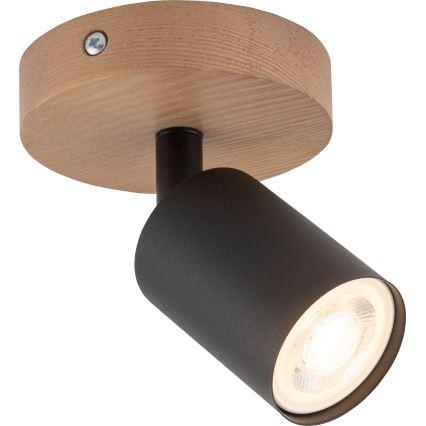 Spotlight TOP WOOD 1xGU10/10W/230V black/wood