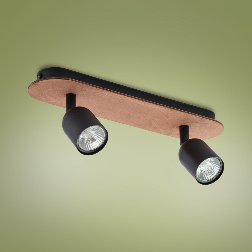 Spotlight TOP WOOD 2xGU10/10W/230V black/wood