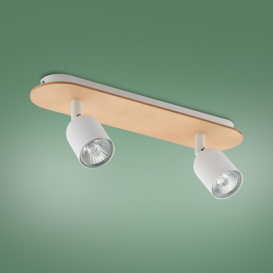 Spotlight TOP WOOD 2xGU10/10W/230V white/wood
