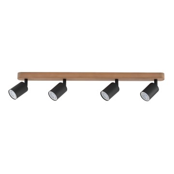 Spotlight TOP WOOD 4xGU10/10W/230V black/wood