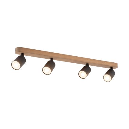 Spotlight TOP WOOD 4xGU10/10W/230V black/wood