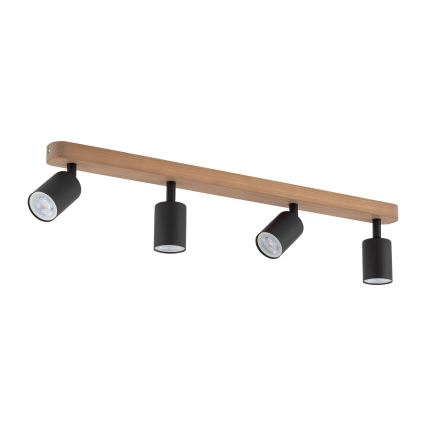 Spotlight TOP WOOD 4xGU10/10W/230V black/wood