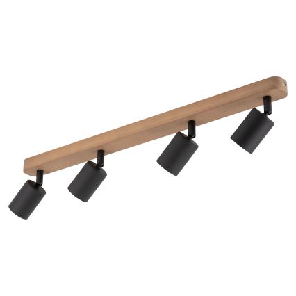 Spotlight TOP WOOD 4xGU10/10W/230V black/wood