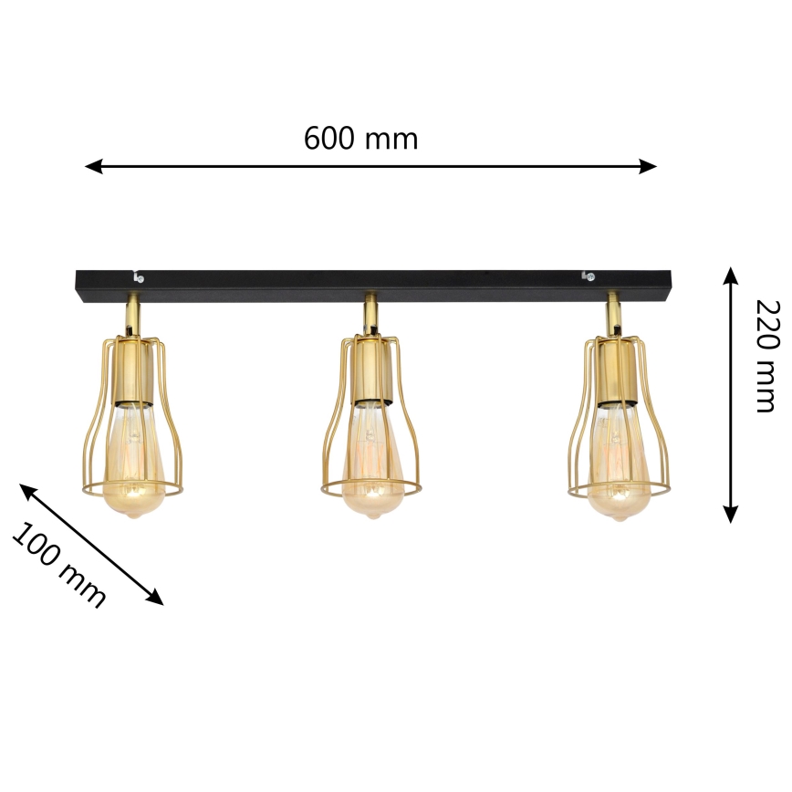 Spotlight TUBE 3xE27/15W/230V gold/black