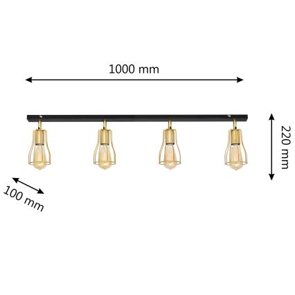 Spotlight TUBE 4xE27/15W/230V gold/black