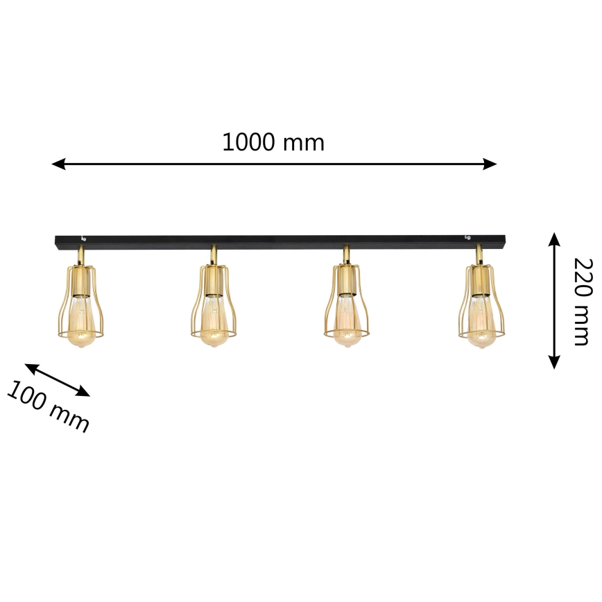 Spotlight TUBE 4xE27/15W/230V gold/black