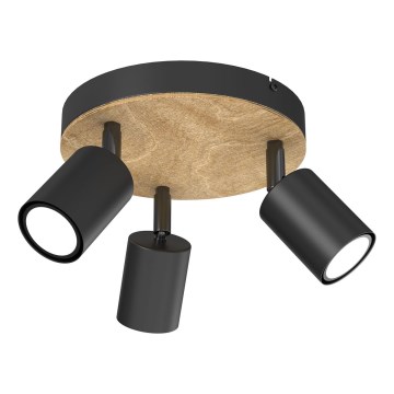 Spotlight TULON 3xGU10/8W/230V black/oak