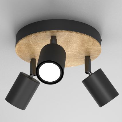 Spotlight TULON 3xGU10/8W/230V black/oak