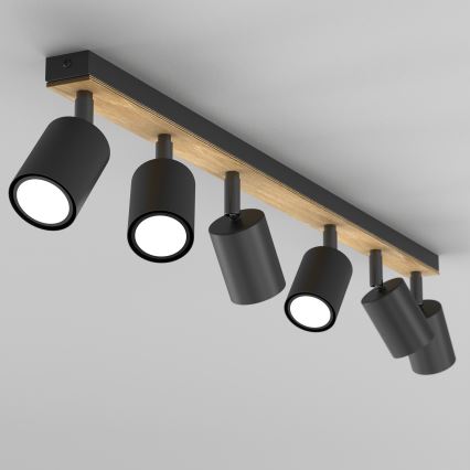Spotlight TULON 6xGU10/8W/230V black/oak