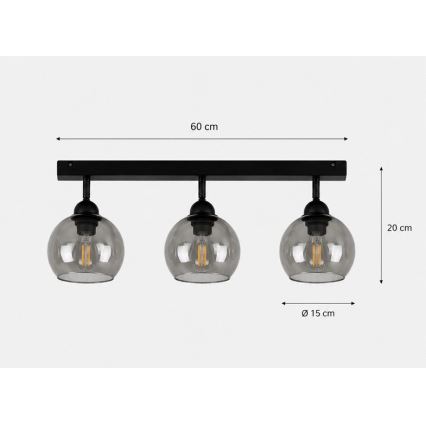 Spotlight UNO 3xE27/60W/230V black