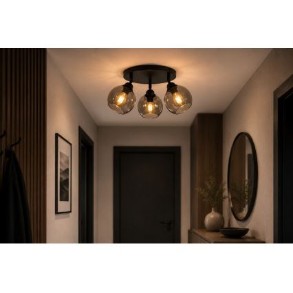 Spotlight UNO 3xE27/60W/230V black
