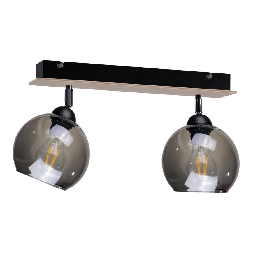 Spotlight UNO WOOD 2xE27/60W/230V black/brown