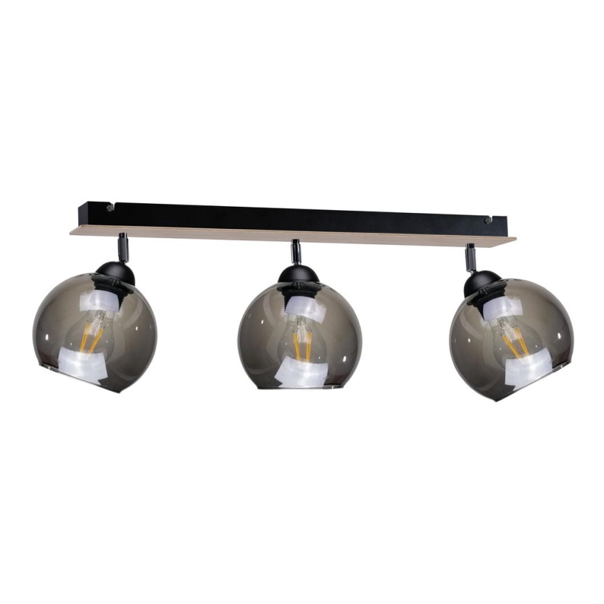 Spotlight UNO WOOD 3xE27/60W/230V black/brown