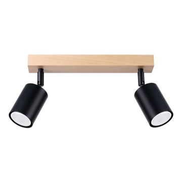 Spotlight VERDO 2xGU10/10W/230V black/beech