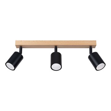 Spotlight VERDO 3xGU10/10W/230V black/beech