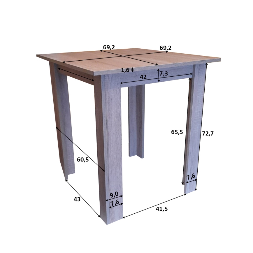 Square dining table LEVI oak