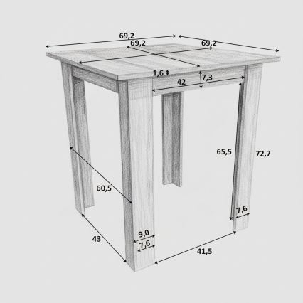 Square dining table LEVI oak