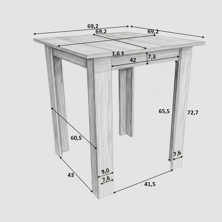Square dining table LEVI oak