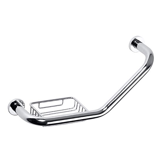 Stainless Steel Grab Bar with Soap Dish, 45.5 x 25 cm — Silver