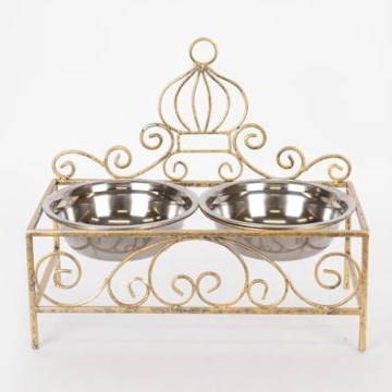 Stand with two stainless steel bowls