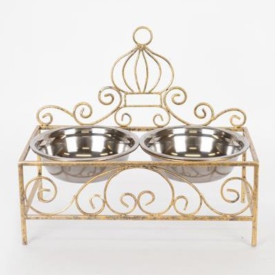 Stand with two stainless steel bowls
