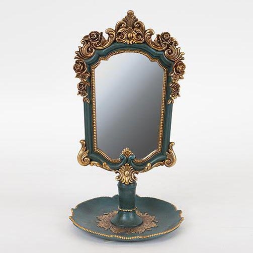 Standing mirror 27,2x15,3 cm green/gold
