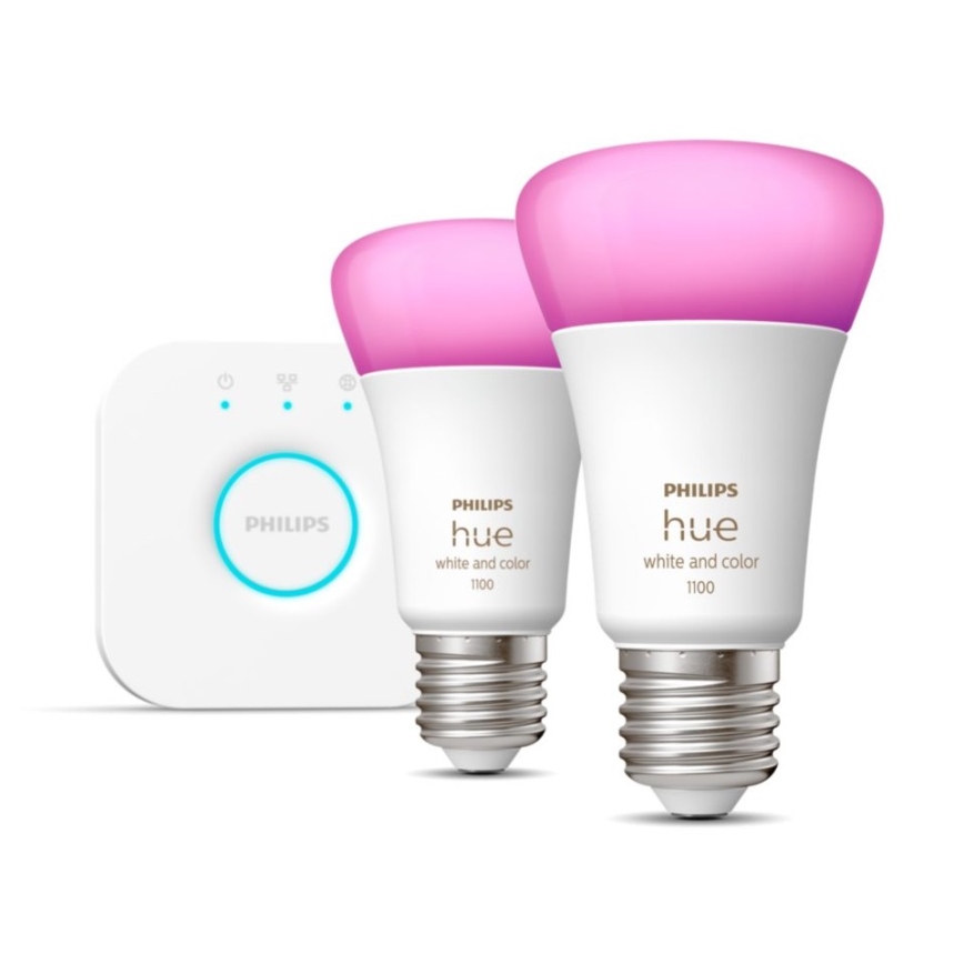 Starter kit Philips Hue WHITE AND COLOR AMBIANCE 2xE27/9W/230V 2000-6500K + interconnection device