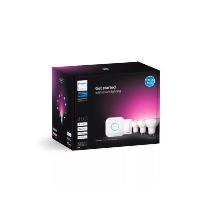 Philips Hue White and Color Ambiance Starter Kit 3x GU10, 4.2 W / 230 V, 2000–6500 K + Hue Bridge and Dimmer Switch