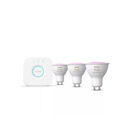 Philips Hue WHITE AND COLOR AMBIANCE Starter Kit 3x GU10 / 4.2W / 230V / 2200–6500K + Hue Bridge