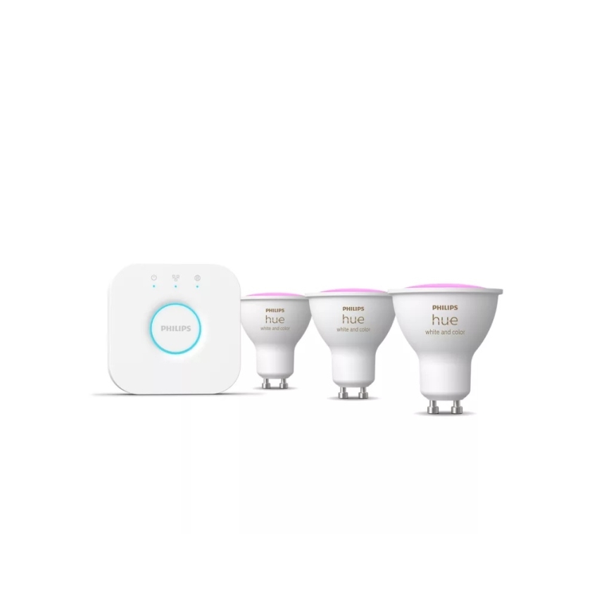 Philips Hue WHITE AND COLOR AMBIANCE Starter Kit 3x GU10 / 4.2W / 230V / 2200–6500K + Hue Bridge