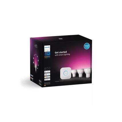 Philips Hue WHITE AND COLOR AMBIANCE Starter Kit 3x GU10 / 4.2W / 230V / 2200–6500K + Hue Bridge