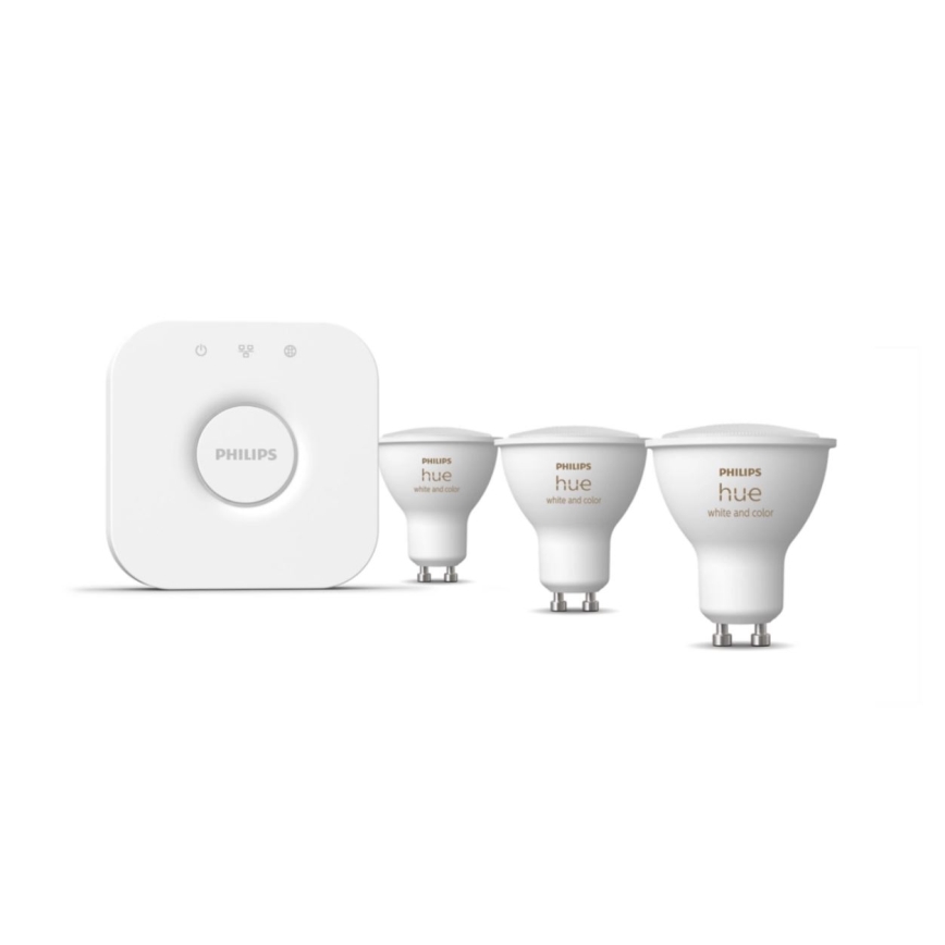Starter kit Philips Hue WHITE AND COLOR AMBIANCE 3xGU10/5,7W/230V 2000-6500K + connection device