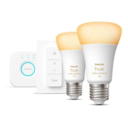Philips Hue White Ambiance Starter Kit 2xE27/8W/230V + Hue Bridge and Dimmer Switch