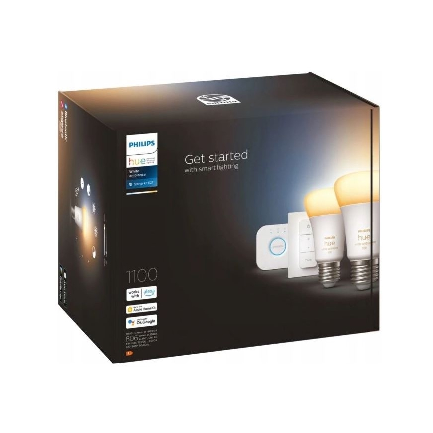 Starter kit Philips Hue WHITE AMBIANCE 2xE27/8W/230V + interconnection device