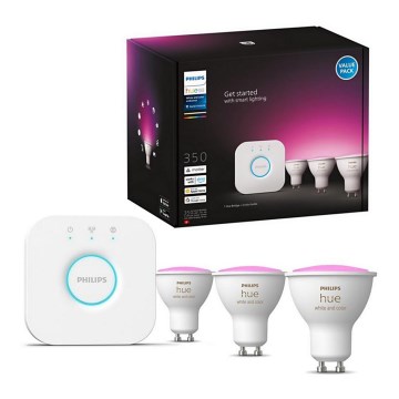 Starter kit Philips Hue WHITE AND COLOR AMBIANCE 3xGU10/5,7W/230V 2000-6500K + connection device
