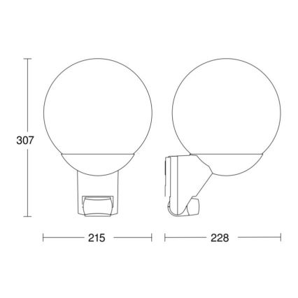 STEINEL 005535 - Outdoor wall light with sensor L585S 1xE27/60W black IP44