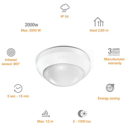 STEINEL 006532 - Outdoor motion sensor IS360-3 white IP54