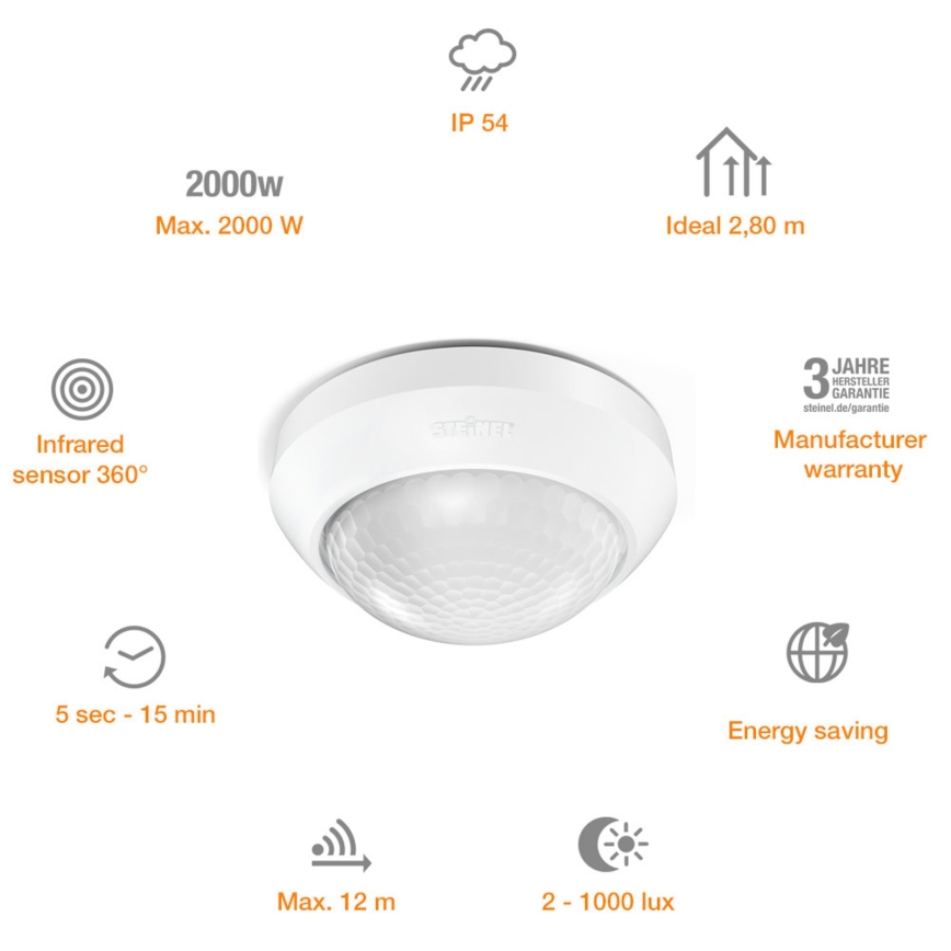 STEINEL 006532 - Outdoor motion sensor IS360-3 white IP54